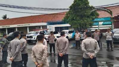 Polres Serang Melaksanakan Apel Pagi Pengamanan VVIP RI 2 di Ponpes An Nawawi Tanara